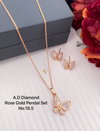 AD Diamond Designer Rose Gold Pendant Set 9 Wholesale Price In Surat
